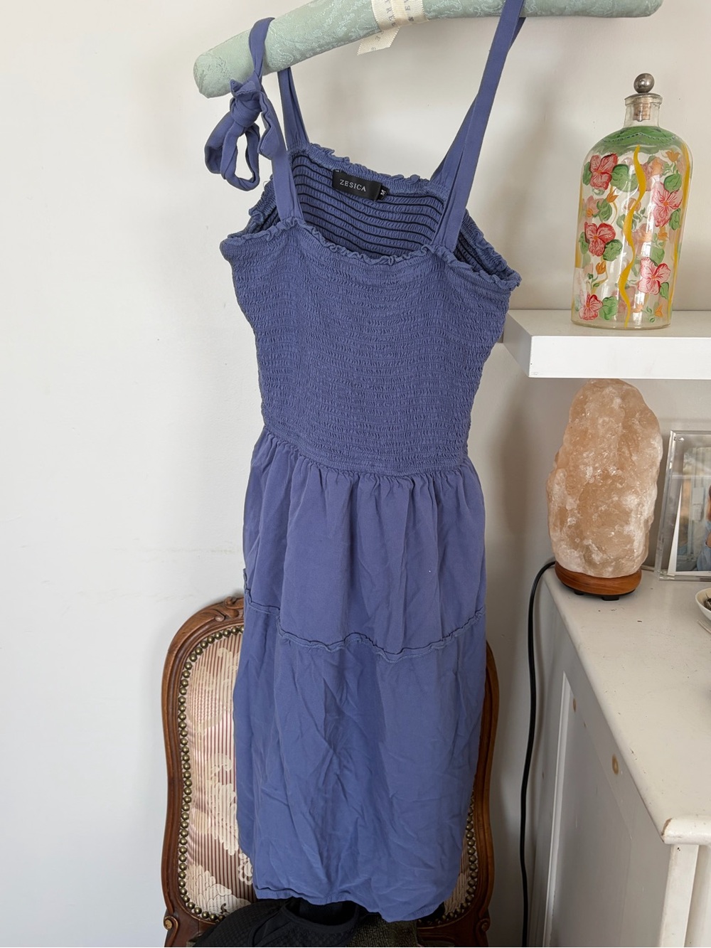 Blue Off the Shoulder Flowy Dress